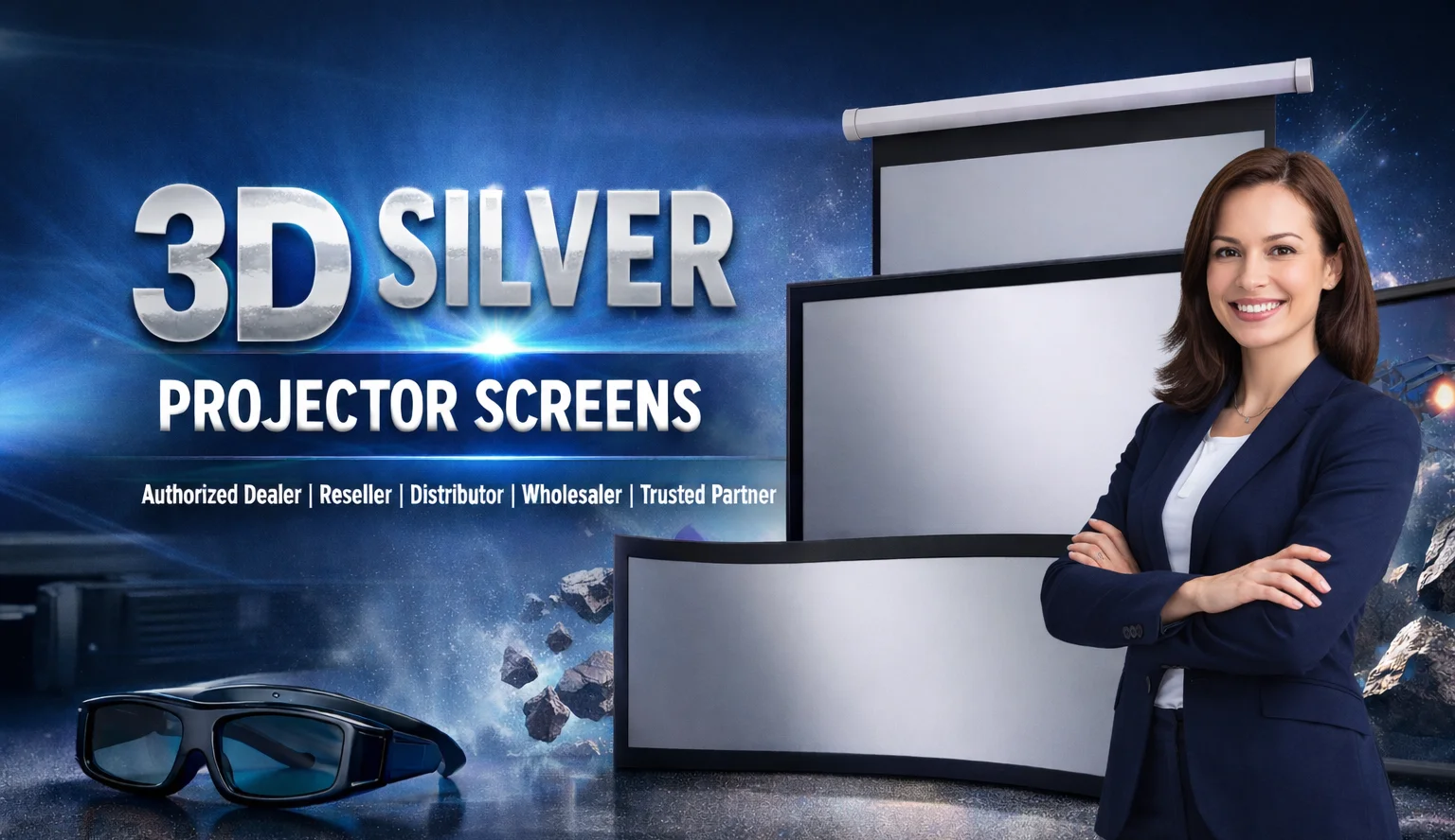 3D Silver Projector Screen