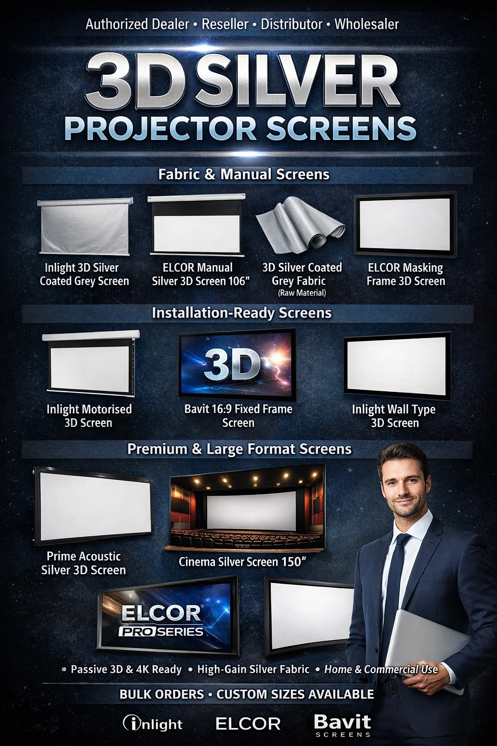 Professional 3D Silver Projector Screen Solutions