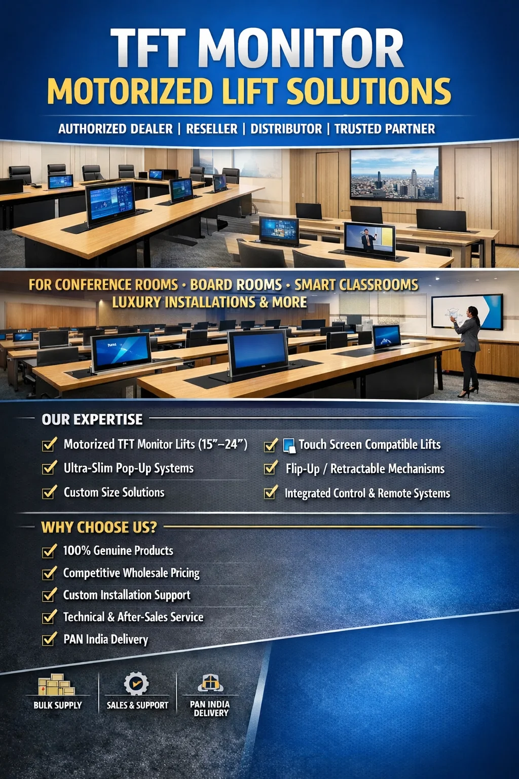 Professional Crestron Tft Monitor Motorised Lift Solutions