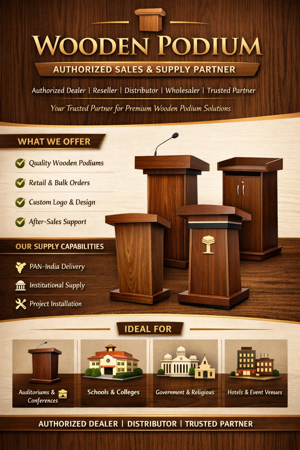 Best Ahuja Wooden Podiums & Lecterns Supplier in India