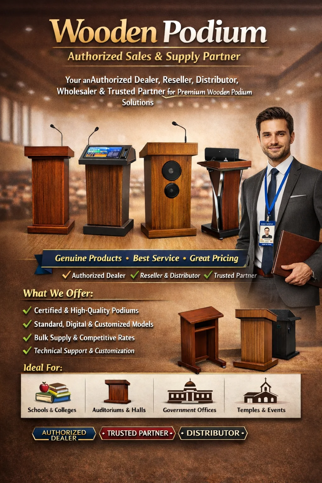 Ahuja Wooden Podium Portfolio